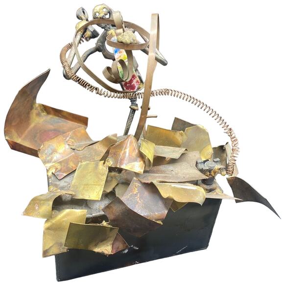 unbranded Other - Vintage Metal Art Sculpture Man at office Desk signed